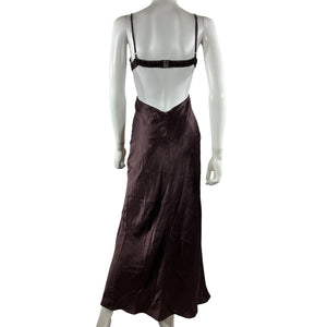 Third Form Exclusive Dark Brown Crush Maxi Dress Size 2