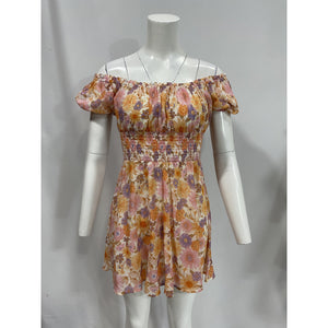 Tularosa 'Aurora' Purple Off Shouder Floral  Mini Dress Size S