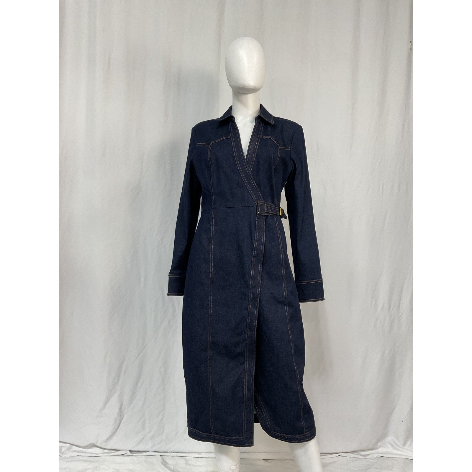 Veronica Beard 'Arlington' Blue Cotton Denim Wrap Dress Size 12