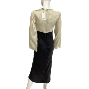 Anaphe Elegant Black And Sand Mood Bias Cut Dress Size XS NWT