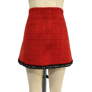 Astr The Label Tweed Orange Mavey Mini Skirt Size M