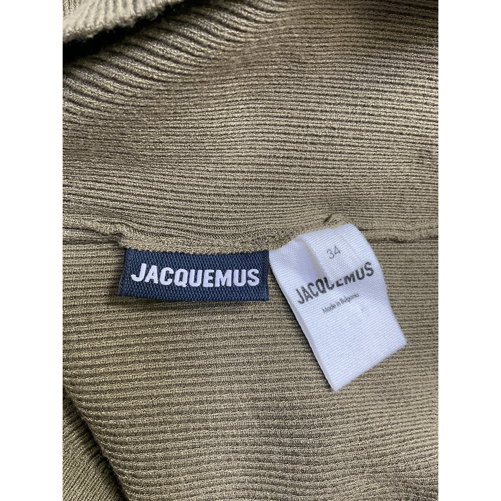 Jacquemus 'Mock' Green Viscose Neck Long Sleeve Crop Top Size 34