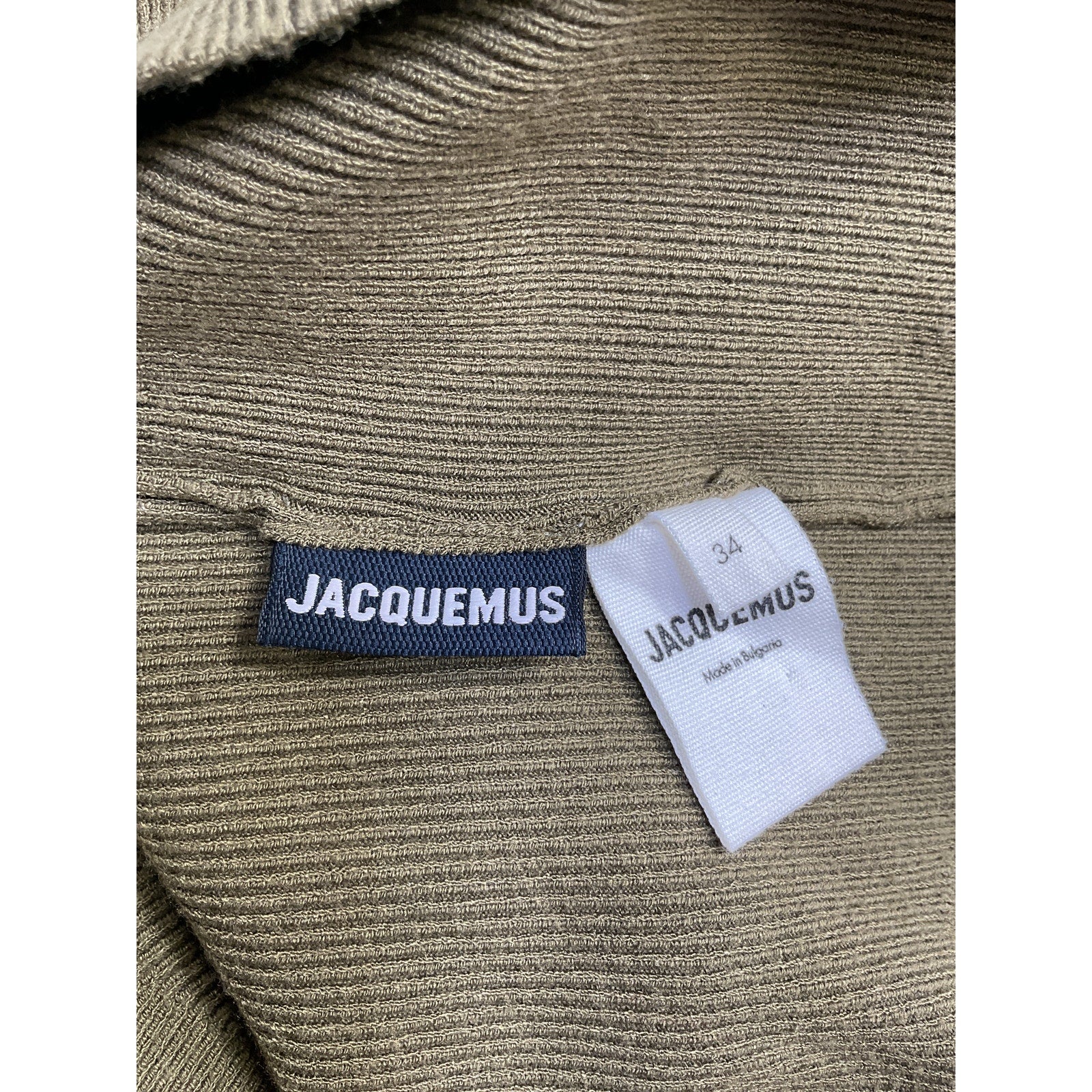 Jacquemus 'Mock' Green Viscose Neck Long Sleeve Crop Top Size 34