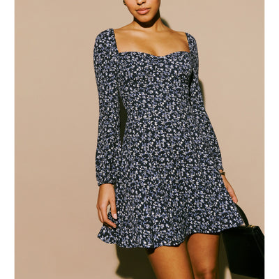 Reformation 'Mochi' Black Crepe Sweetheart Neckline Dress Size 0