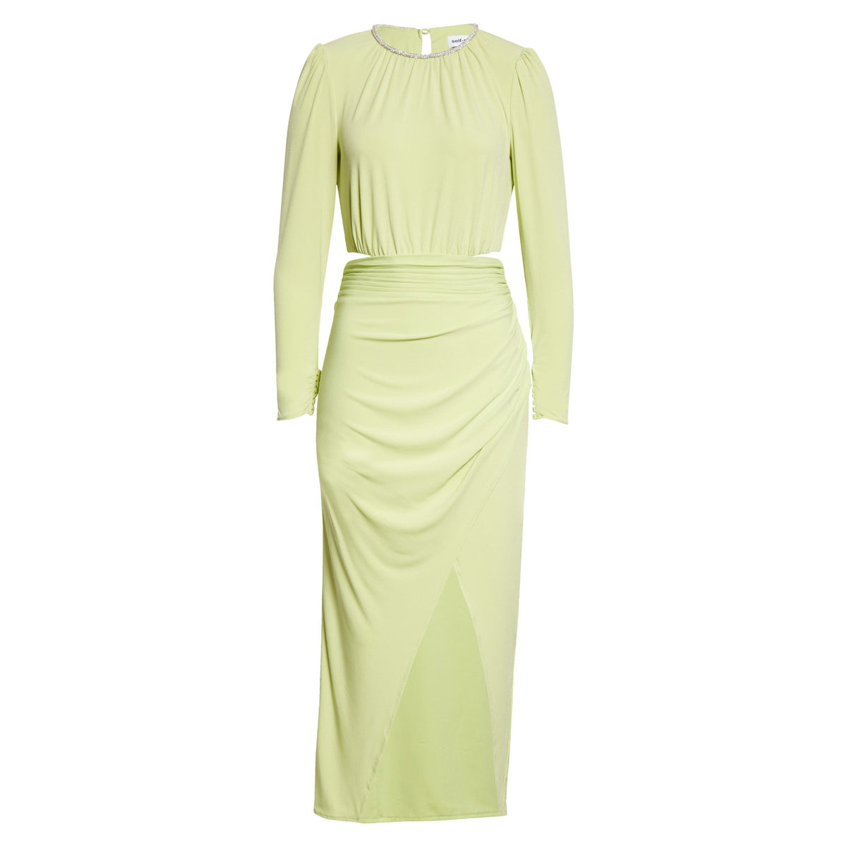 Self-Portrait Embellished Green Cutout Long Sleeve Midi Dress Size 2