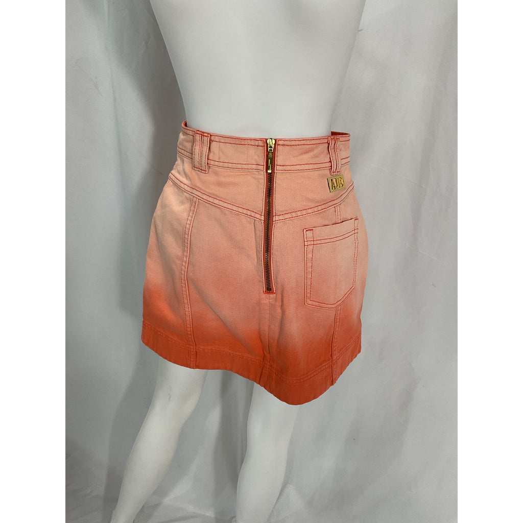 Aje 'Ember Ombre' Orange Denim Mini Skirt Size 8