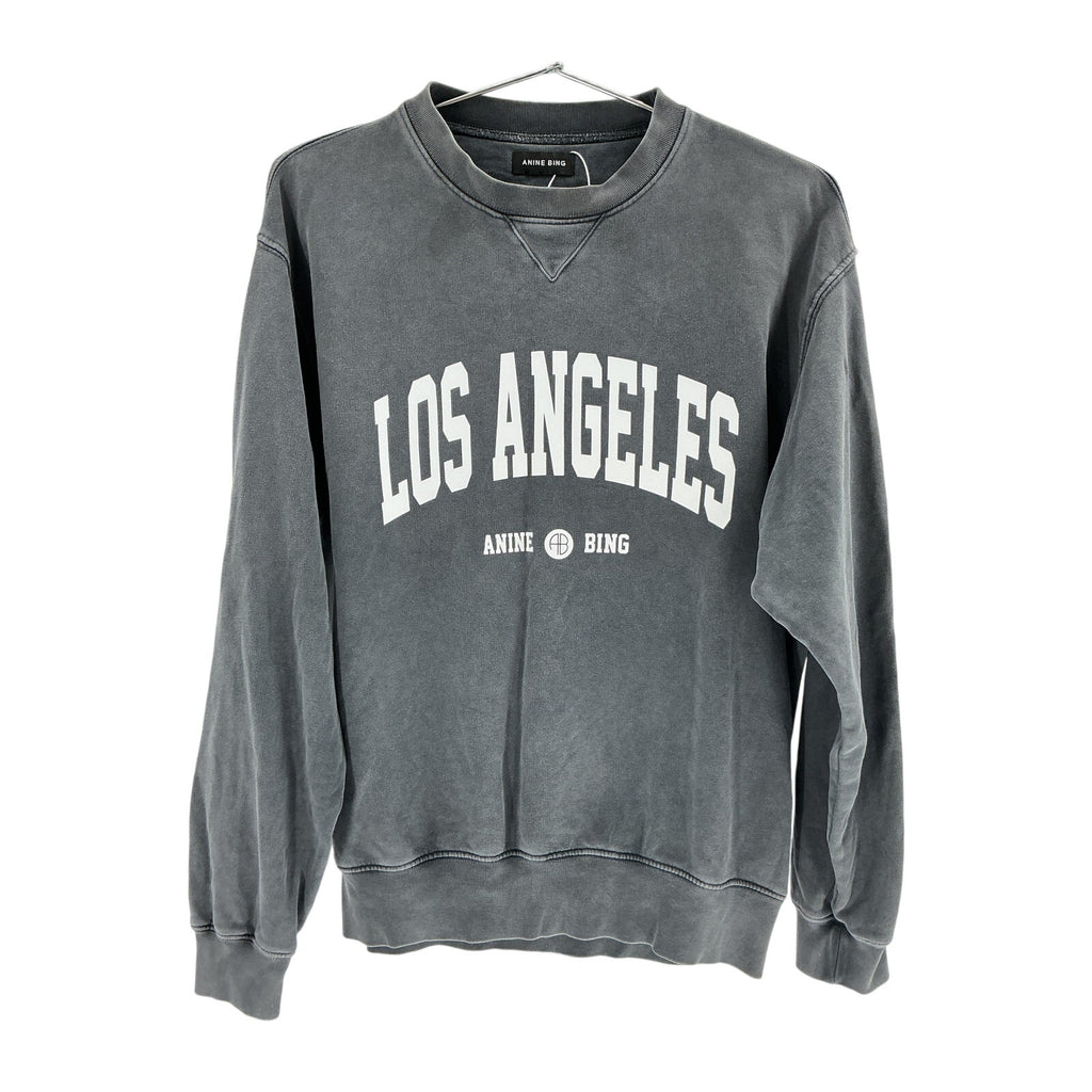 Anine Bing 'Ramona' Black Cotton University Sweatshirt Size S Petite