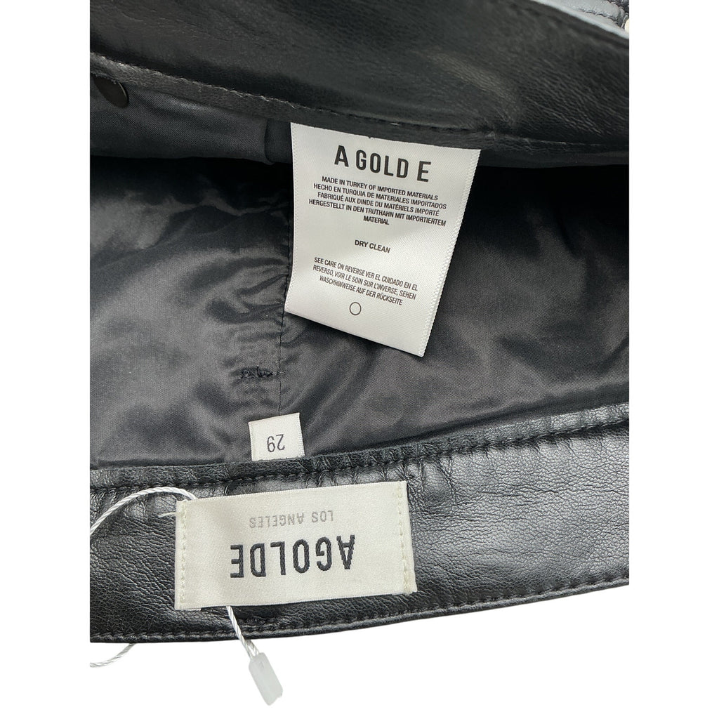 Agolde 'Liv' Black Leather Mini Skirt Size 29