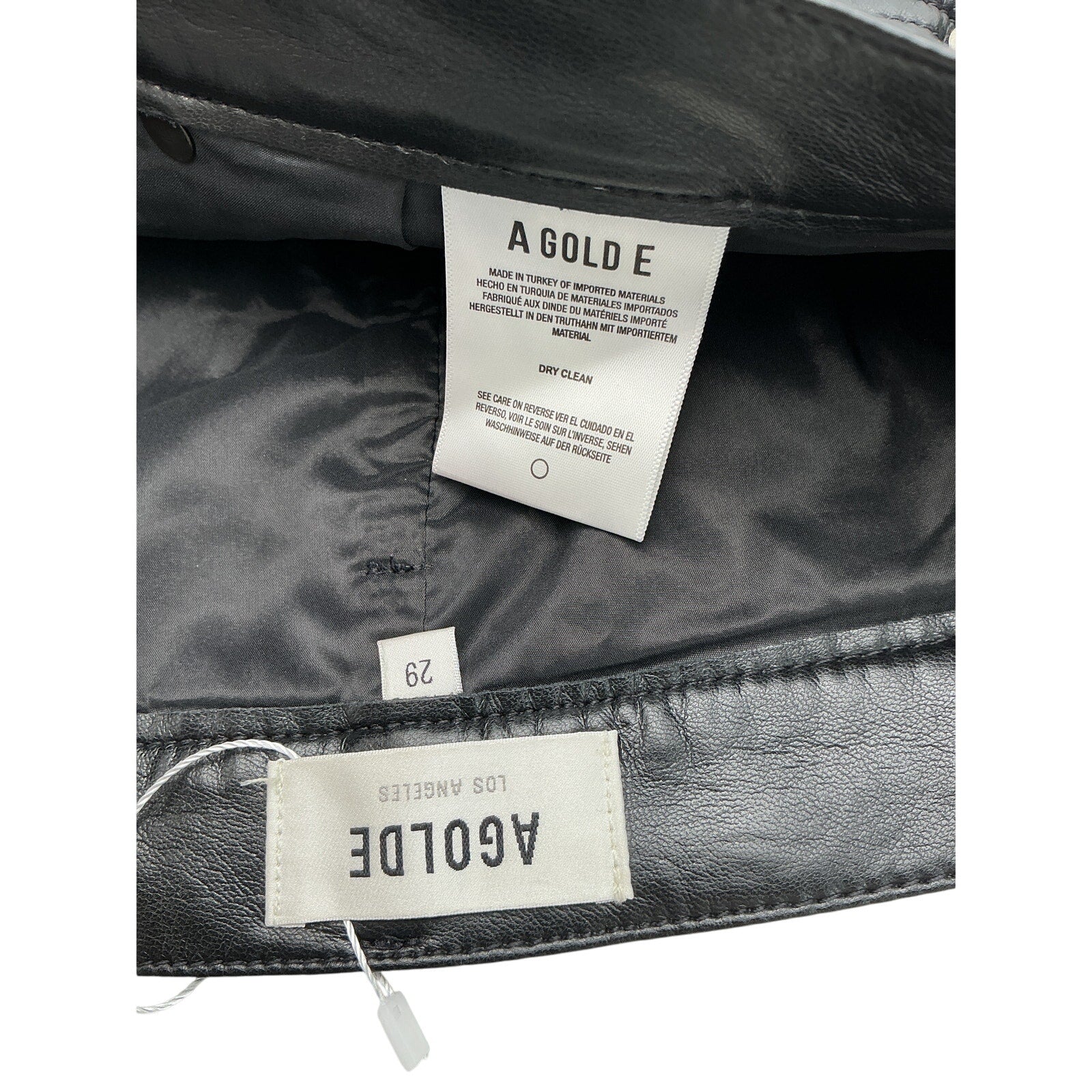 Agolde 'Liv' Black Leather Mini Skirt Size 29