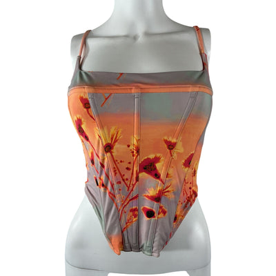 Miaou 'Venus' Grey Nylon Corset Top Size S