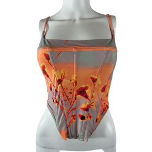 Miaou 'Venus' Grey Nylon Corset Top Size S