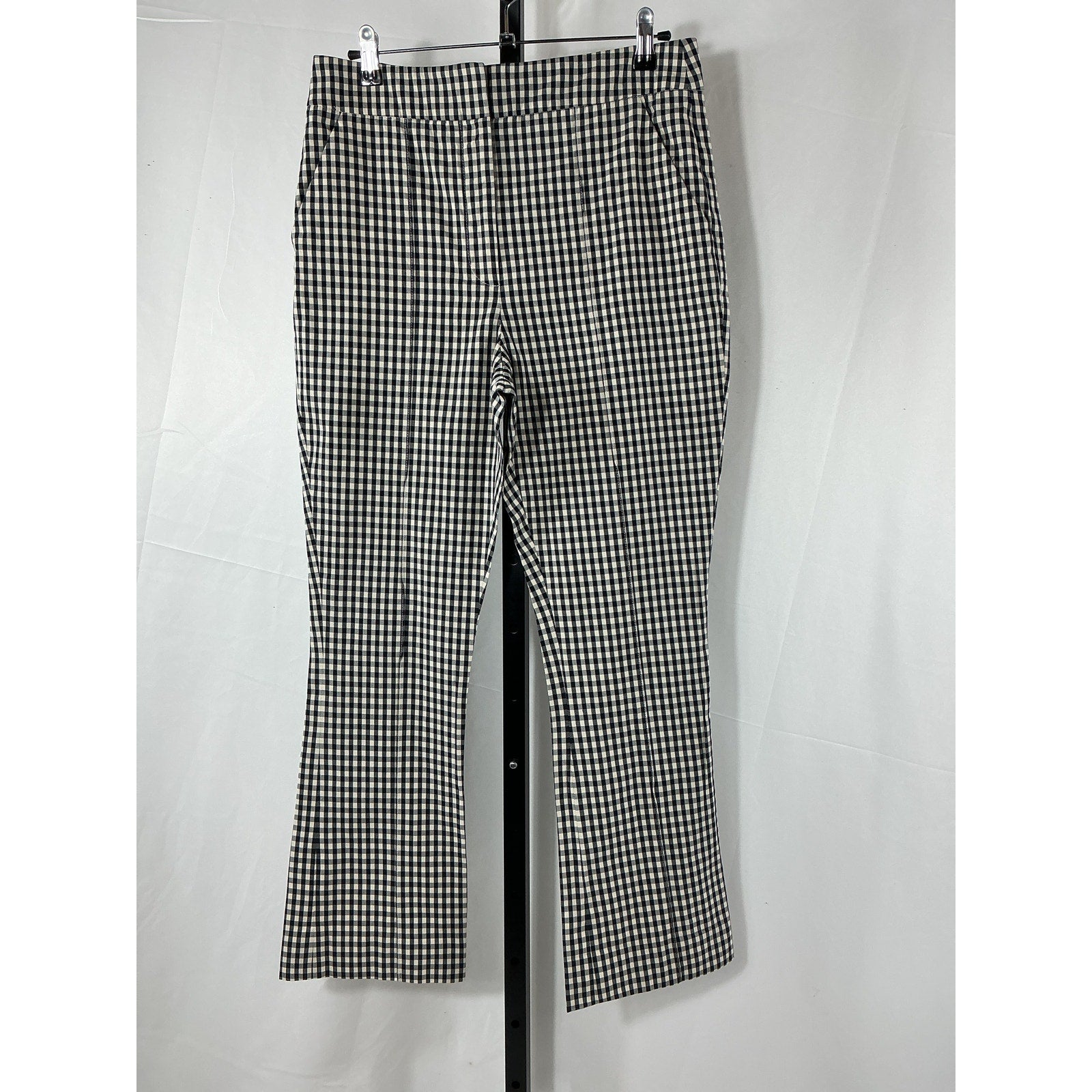 Veronica Beard 'Tani' Black Cotton Gingham Pant Size 8