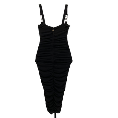 Nookie Ruched Black Fortune Midi Dress Size S