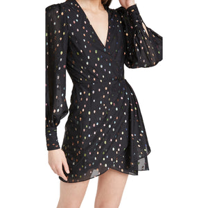 Yumi Kim Chic Party Dot Black All Or Nothing Wrap Dress Size 12