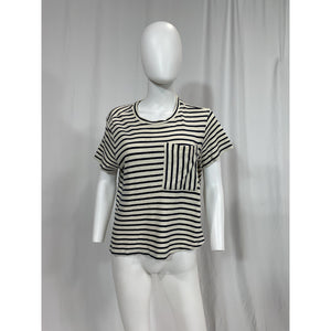Apiece Apart 'Easy' White Crewneck Stripe Pocket T-Shirt Size M