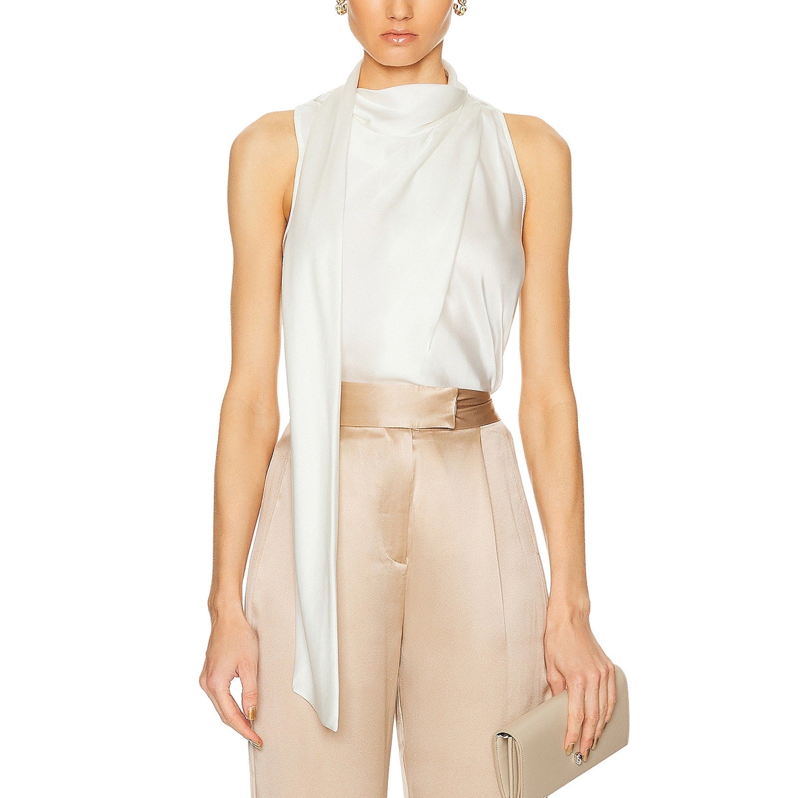 Simkhai 'Mckinnon' White Tie Neck Top Size M - NWT