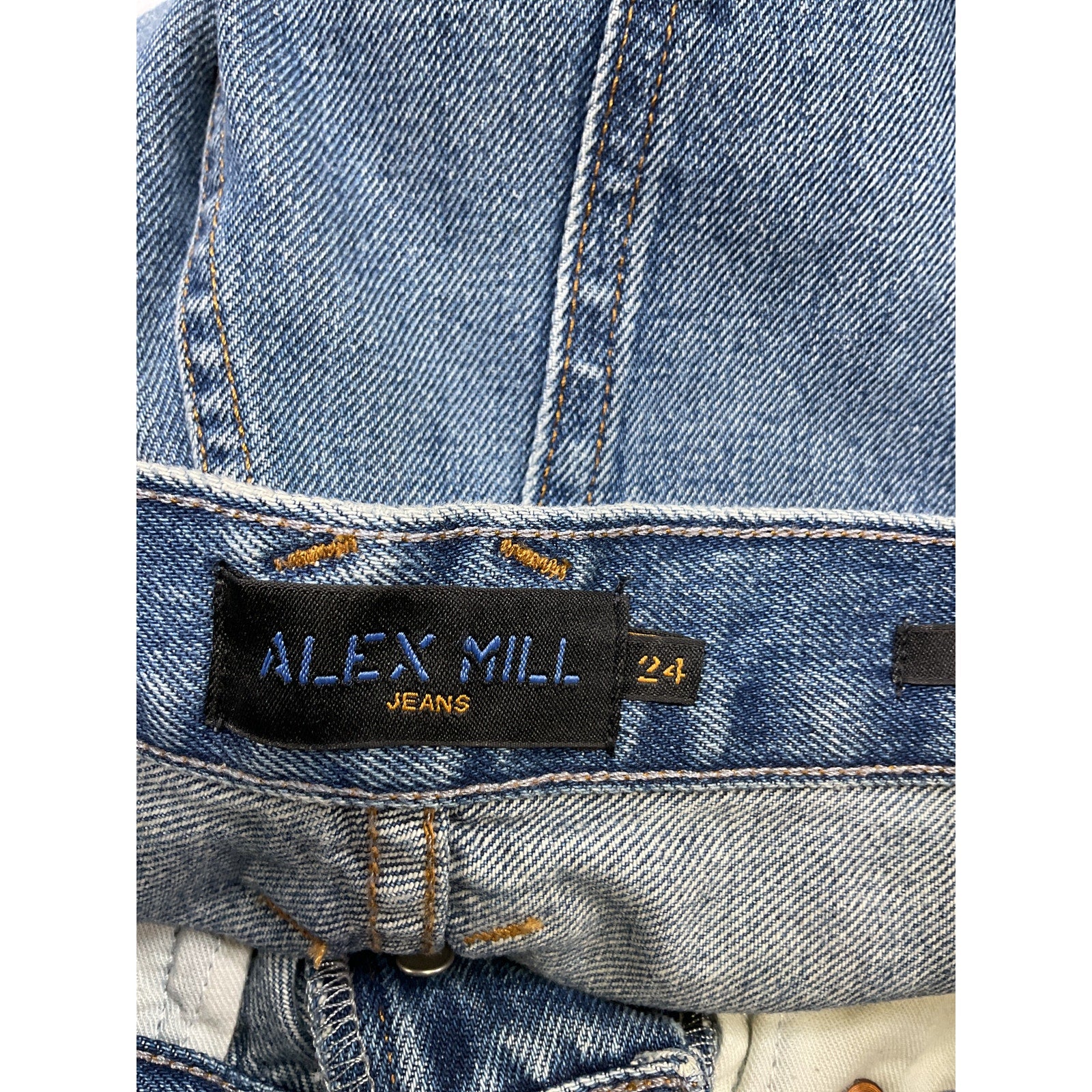 Alex Mill 'The Carla' Blue Cotton High-Rise Straight Denim Jean Size 24