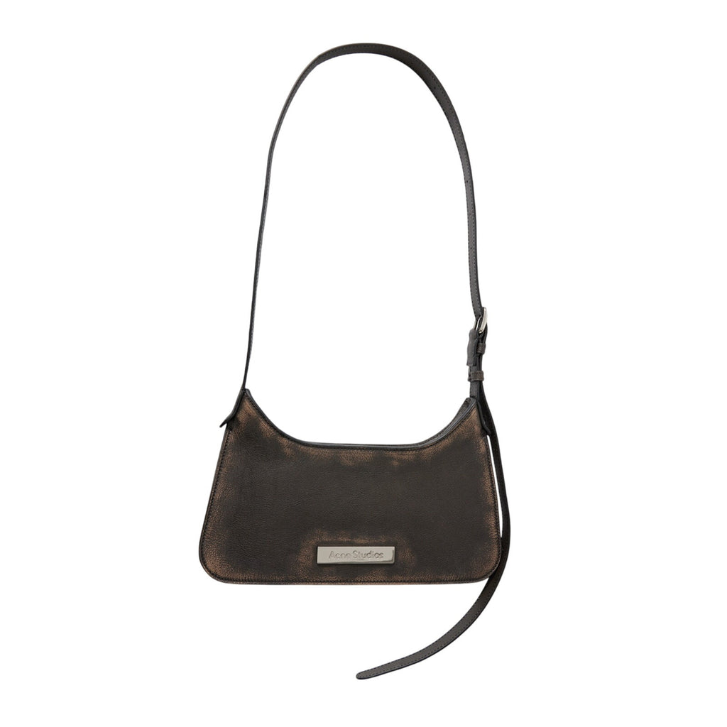 Acne Studios Embellished Black Leather Textured-Leather Shoulder Bag