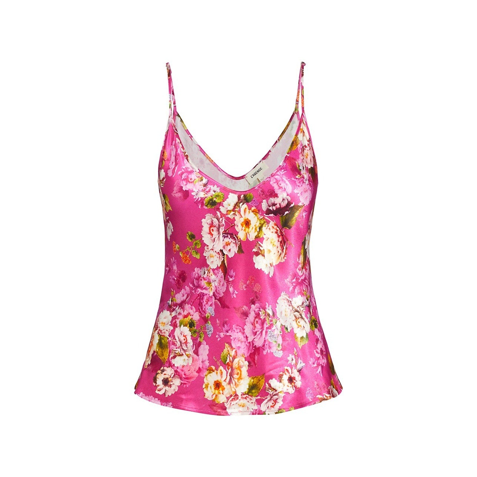 L'Agence 'Lexi' Pink Floral Satin Camisole Top Size XS
