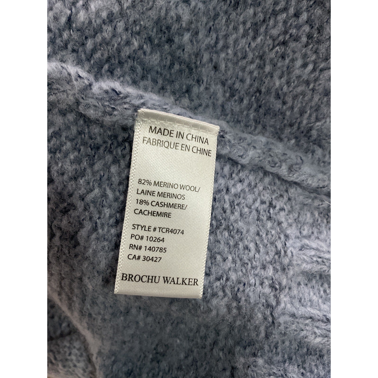 Brochu Walker 'Aimee' Blue Fringe Fuzzy Knit Crew Size S