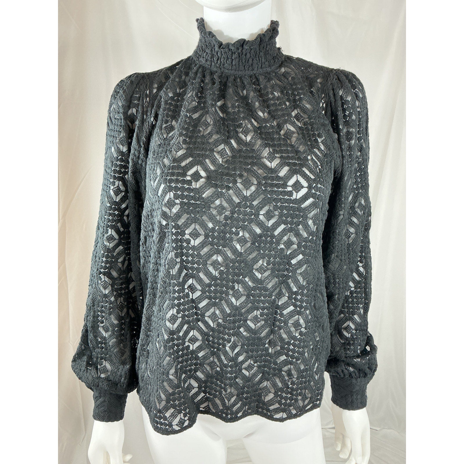 S�zane 'Shona' Black Cotton Blouse Size 34