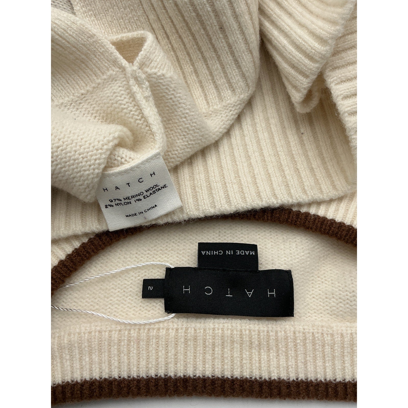 Hatch 'The Carly' Beige Wool Knit Pullover Sweater Size 2