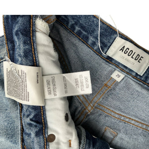 Agolde Distressed Blue Riley Denim Shorts Size 29