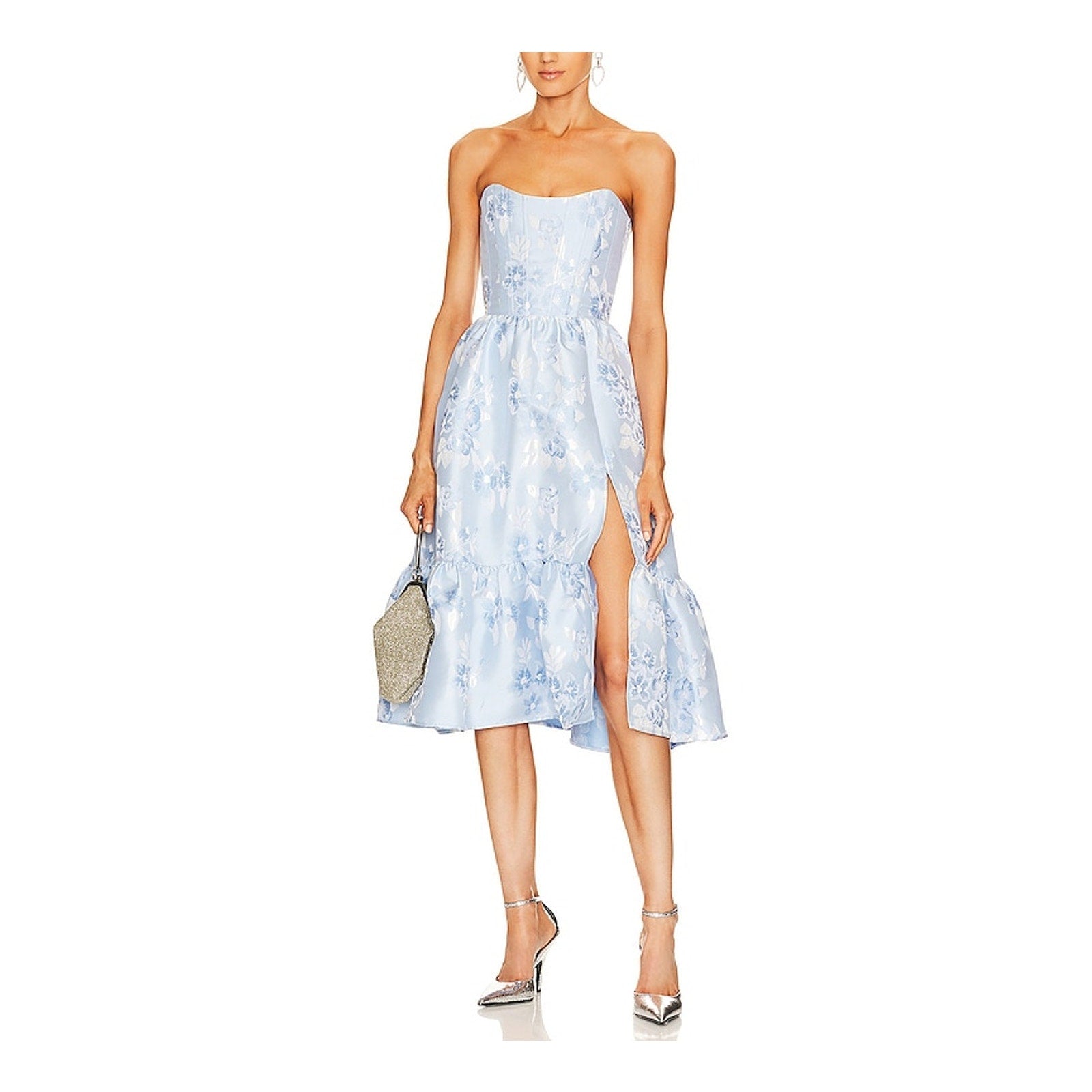 V. Chapman 'Virginia' Blue Polyester Strapless Gown Size 4