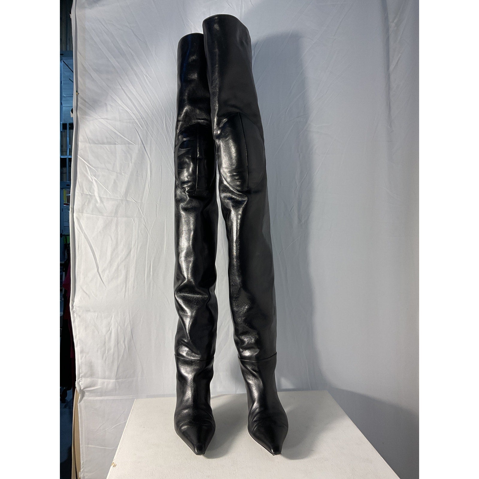 Alexander Wang 'Viola 65' Black Leather High Hip Boot Size 8