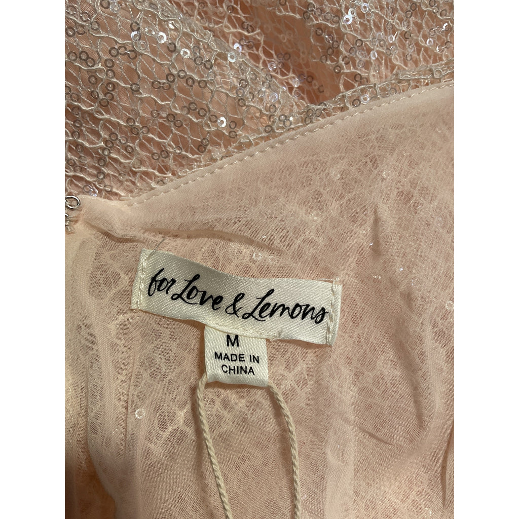 For Love & Lemons 'Kate' Beige Polyester Sequin Maxi Dress Size M - NWT