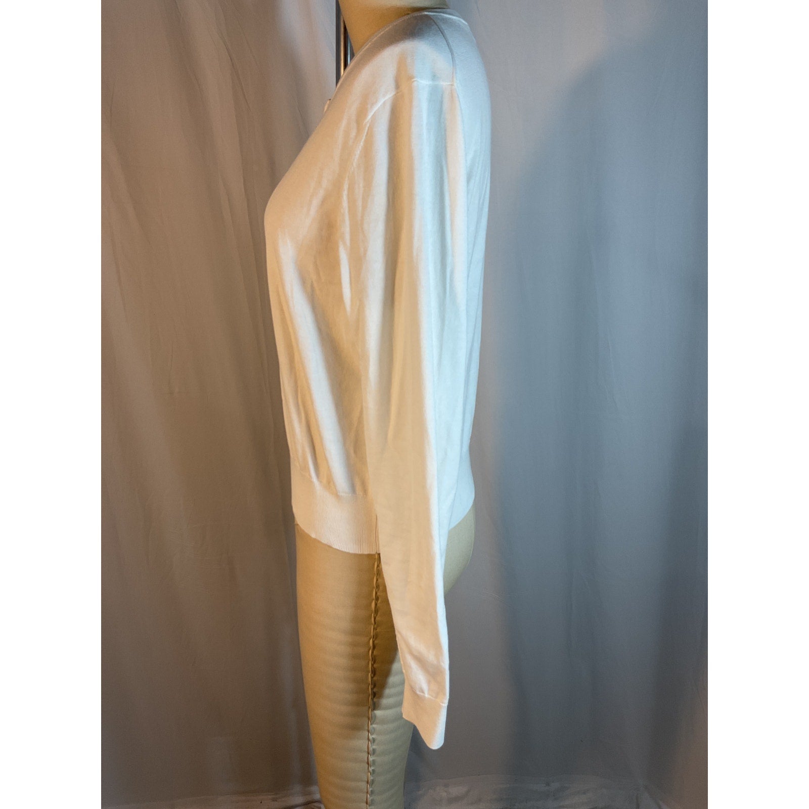 White + Warren 'Crewneck' White Button Cardigan Size L - NWT