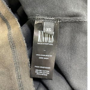 Knwls Oversized Black Dark Wash Long Sleeve T Shirt Size XS