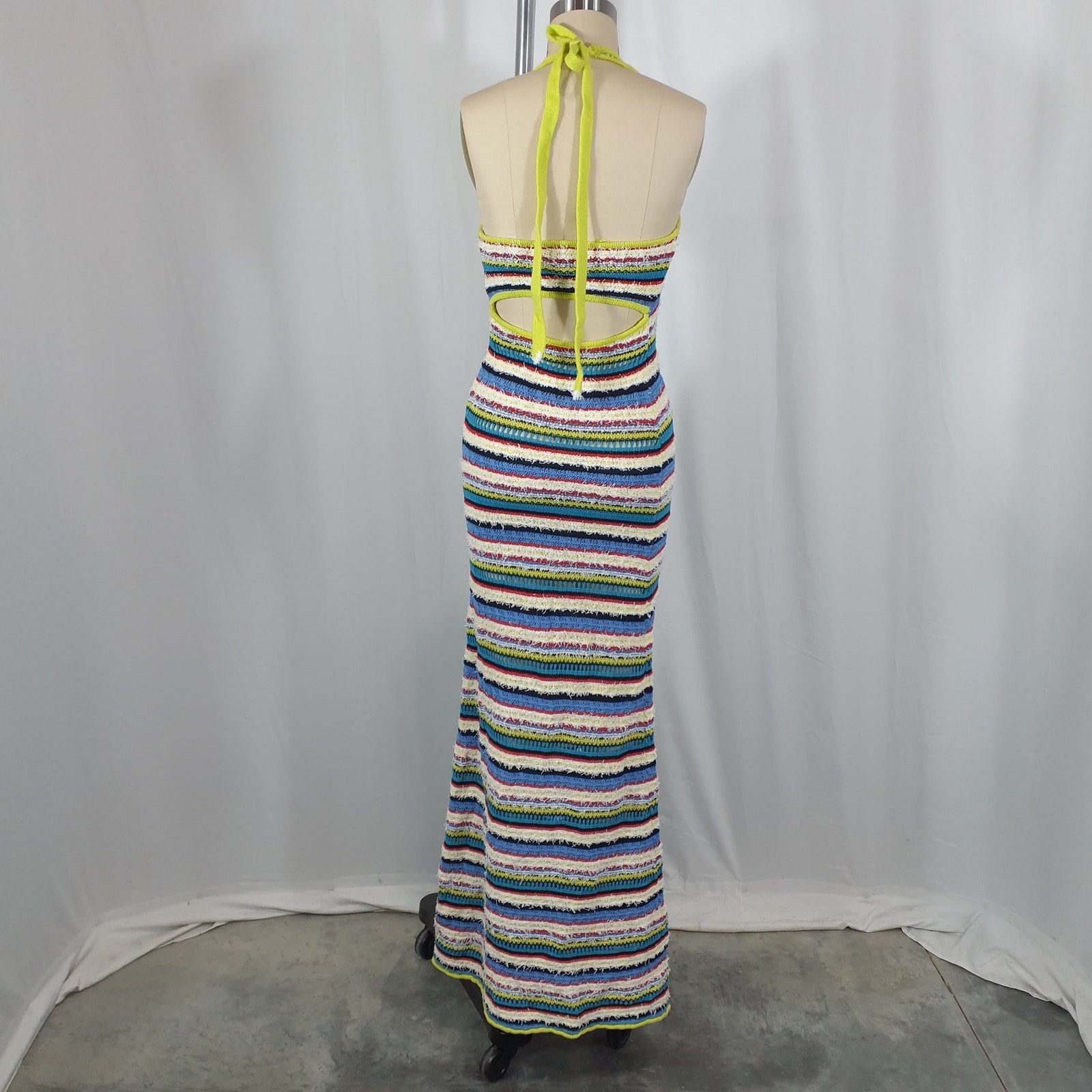 Staud 'Annabella' Blue Halterneck Back Cut Out Dress Size S