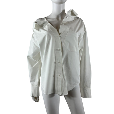 Alexander Wang Asymmetric White Off Shoulder Shirt Size M