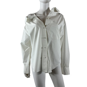 Alexander Wang Asymmetric White Off Shoulder Shirt Size M