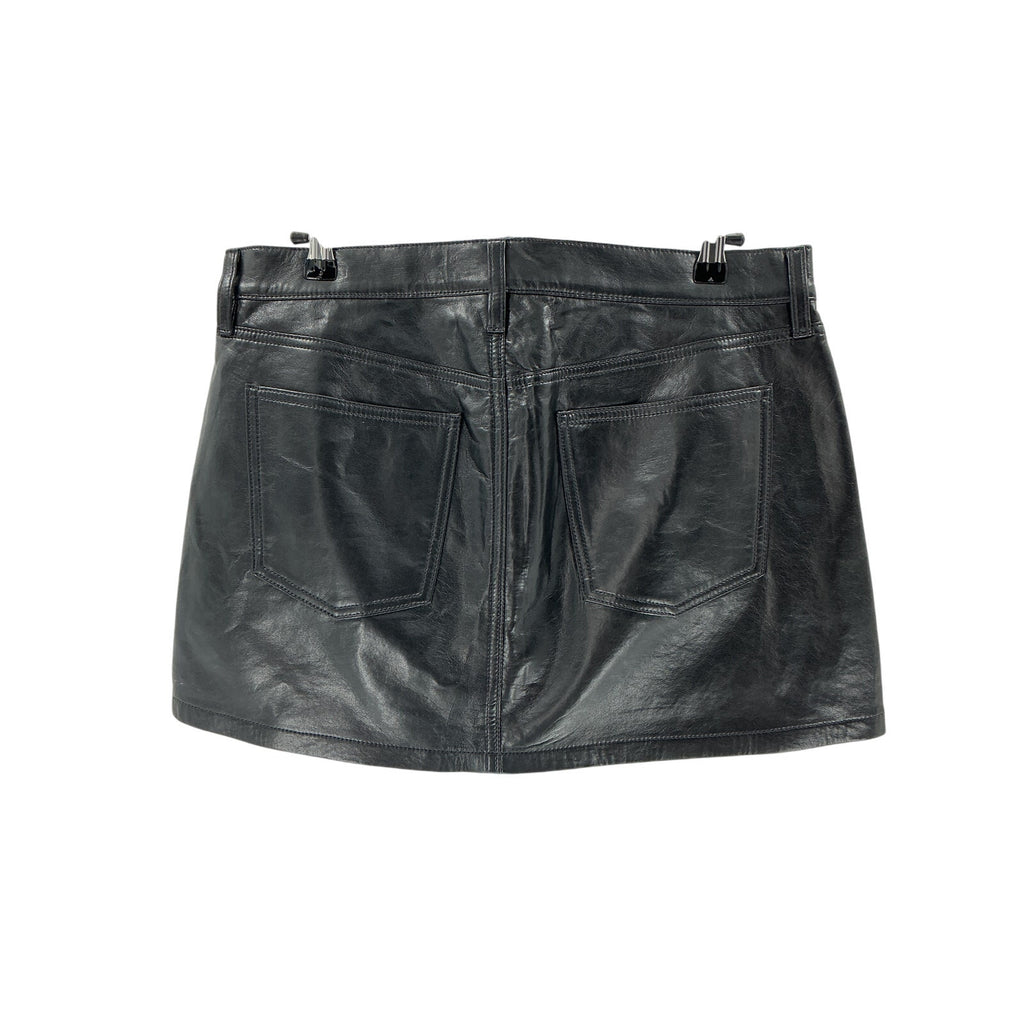 Agolde 'Liv' Black Leather Mini Skirt Size 29