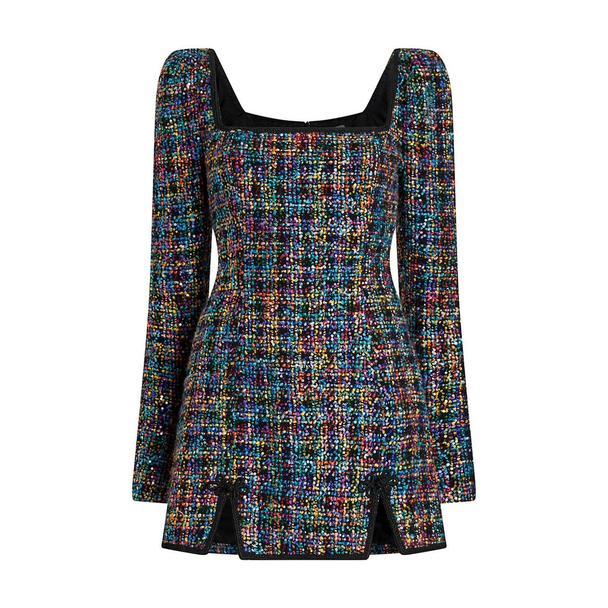 Sau Lee Sequin Tweed Black Multi Jenna Mini Dress Size 6