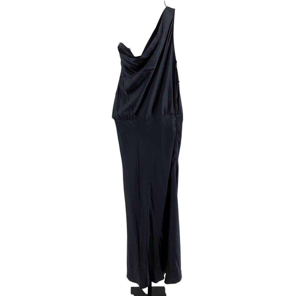The Sei For Fwrd Blue Silk Asymmetrical Cowl Midi Dress Size 10
