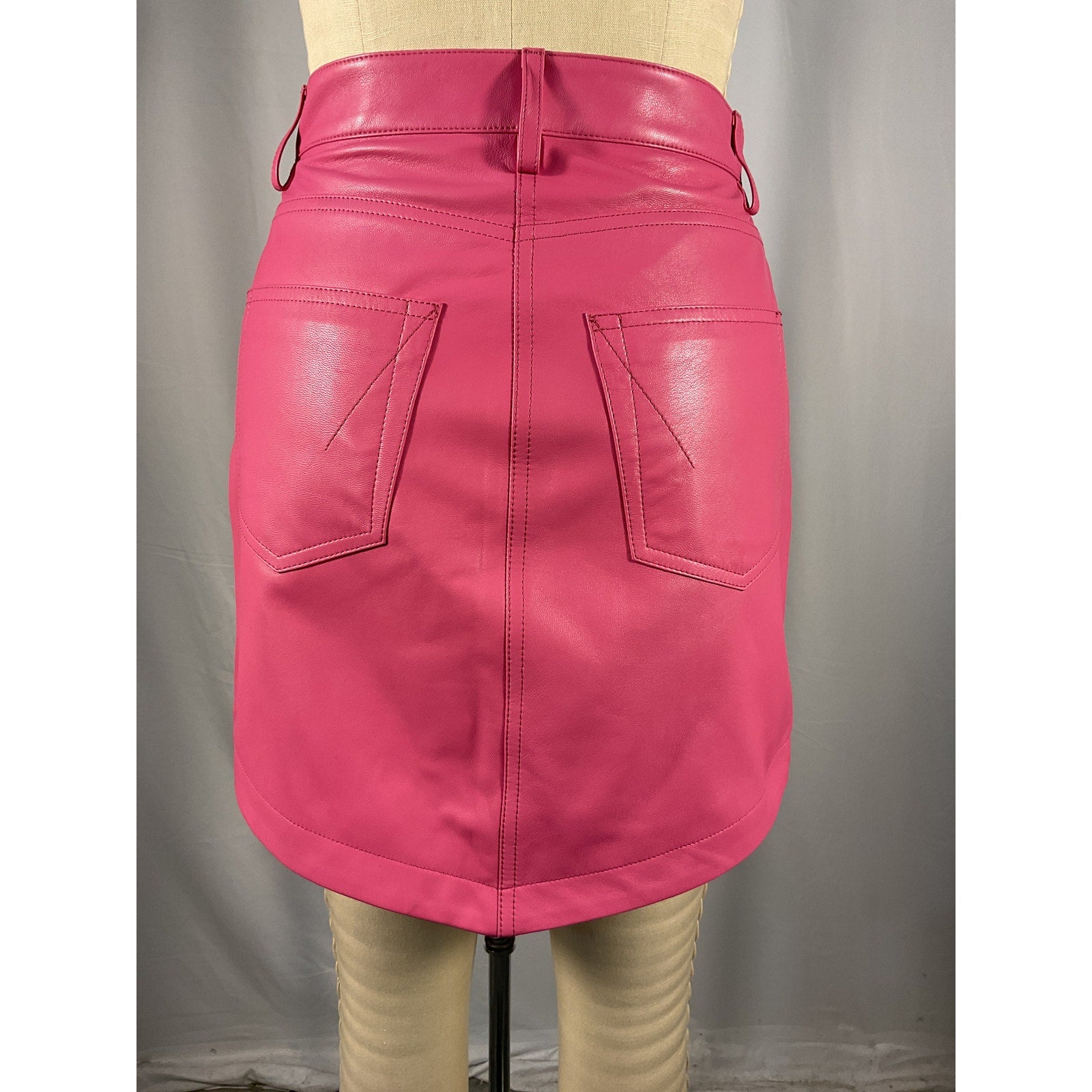 Alexandre Vauthier Pink Leather Skirt Size 36