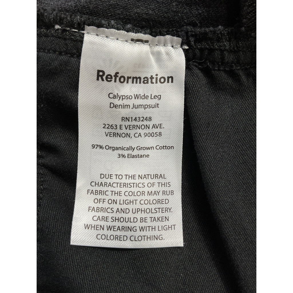 Reformation 'Calypso' Black Wide Leg Denim Jumpsuit Size 6
