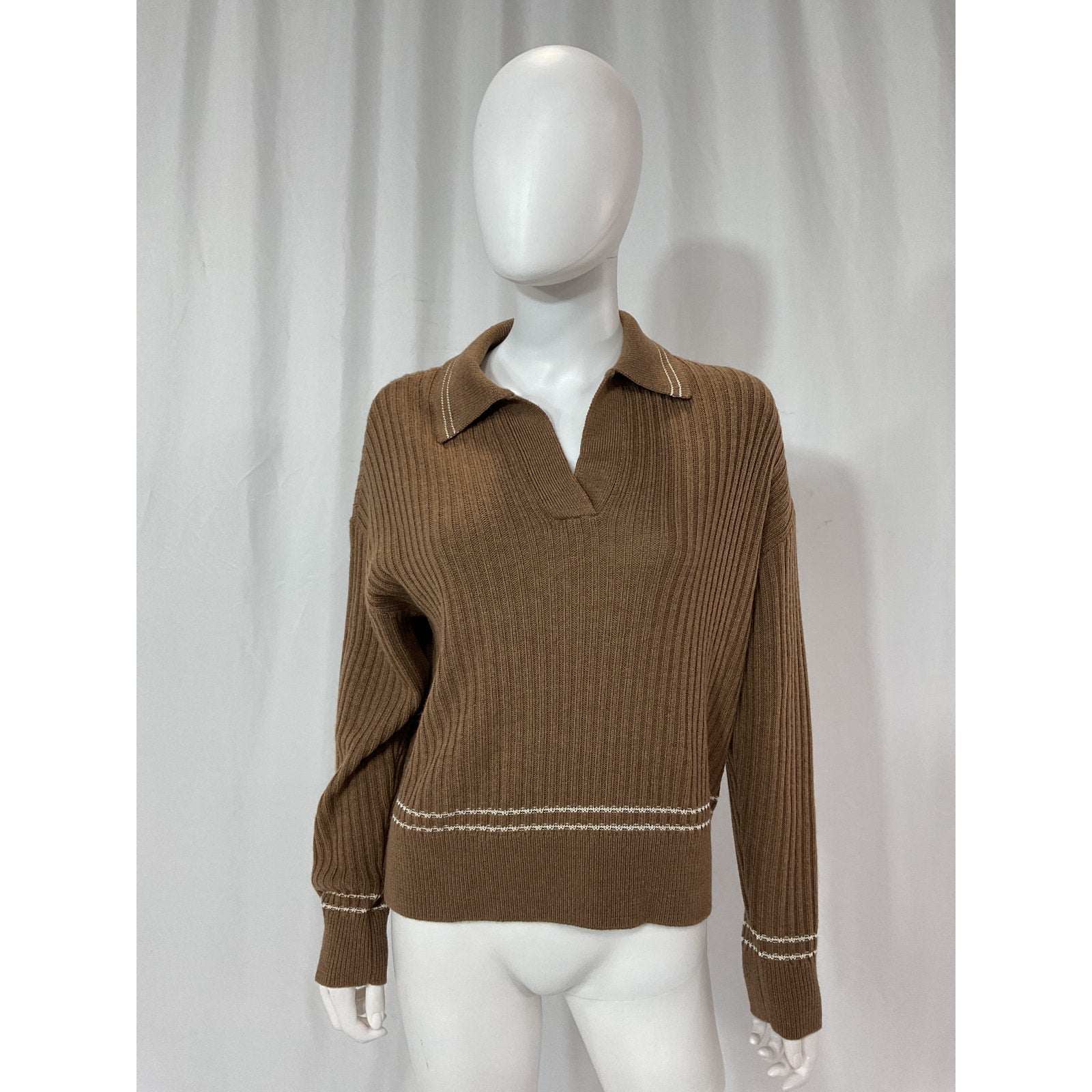 Rag & Bone 'Monti' Brown Stripe Polo Size S