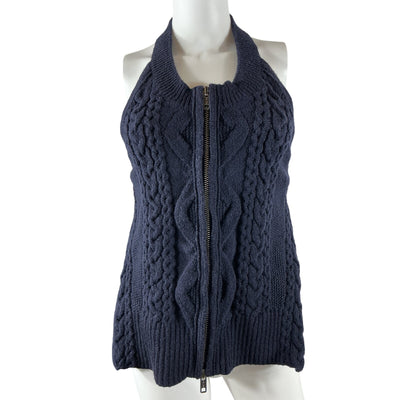 3.1 Phillip Lim Cable-Knit Blue Halterneck Top Size XS