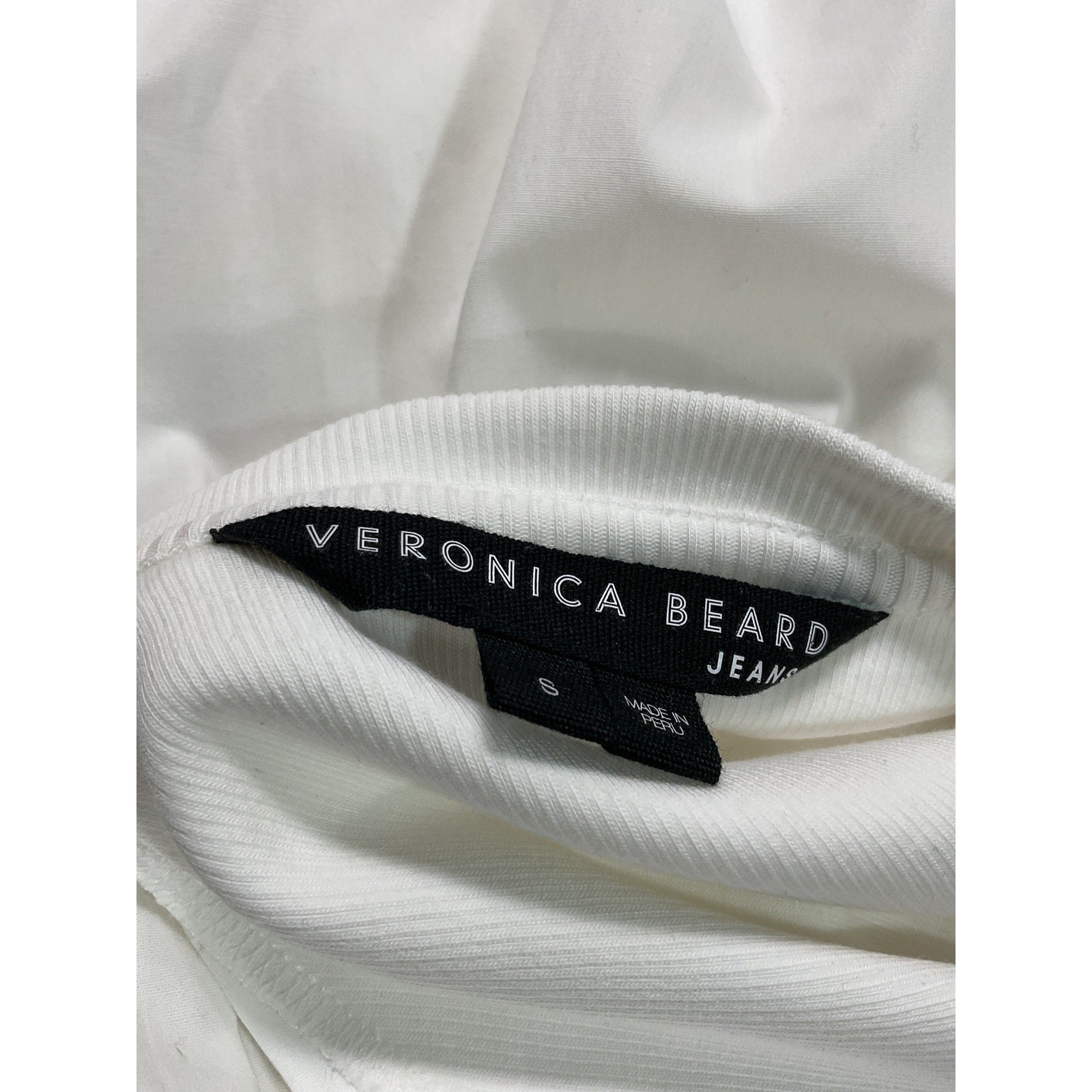 Veronica Beard 'Gibson' White Pleat-Sleeve Top Size S