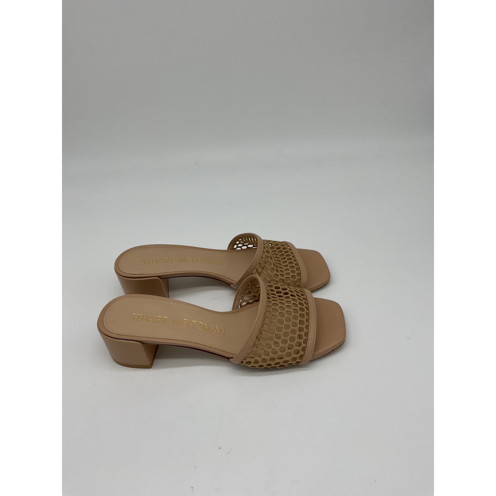 Stuart Weitzman Cayman 35 Tan Leather Block Slide Sandal Size 7
