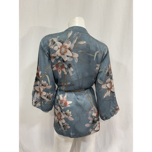 Allsaints 'Carina' Blue Viscose Kuroyuri Silk Blend Kimono Coat Size