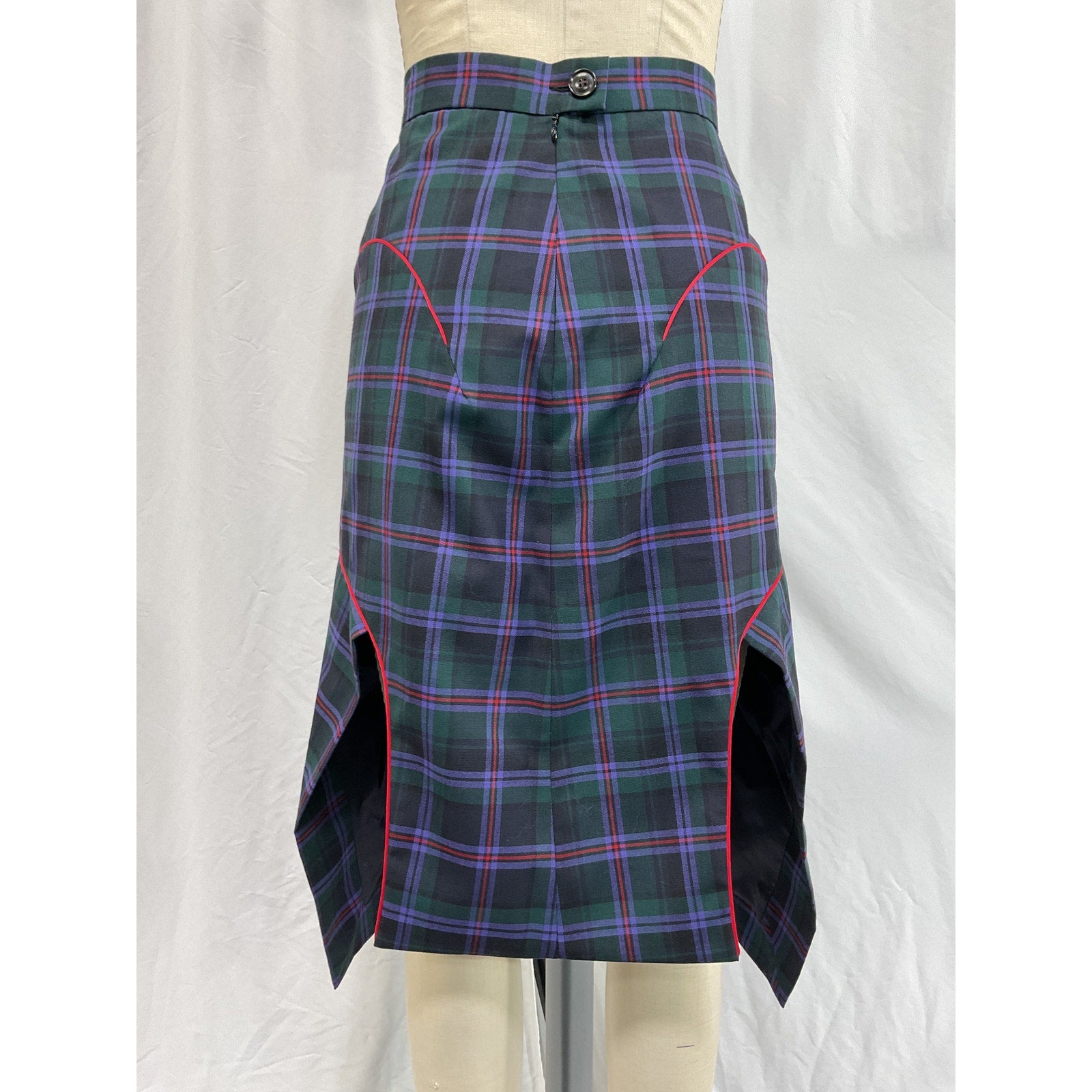 Vivienne Westwood 'Phoenix' Green Wool Tartan-Print Mid-Length Skirt Size 40