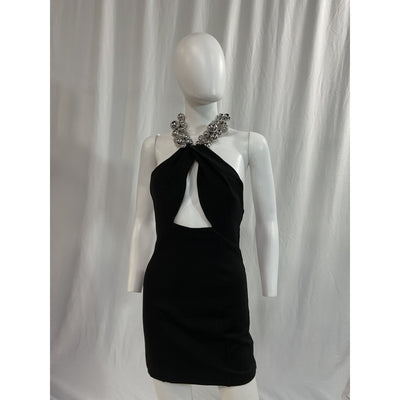 Area 'Grape' Black Cluster Halter Dress Size S