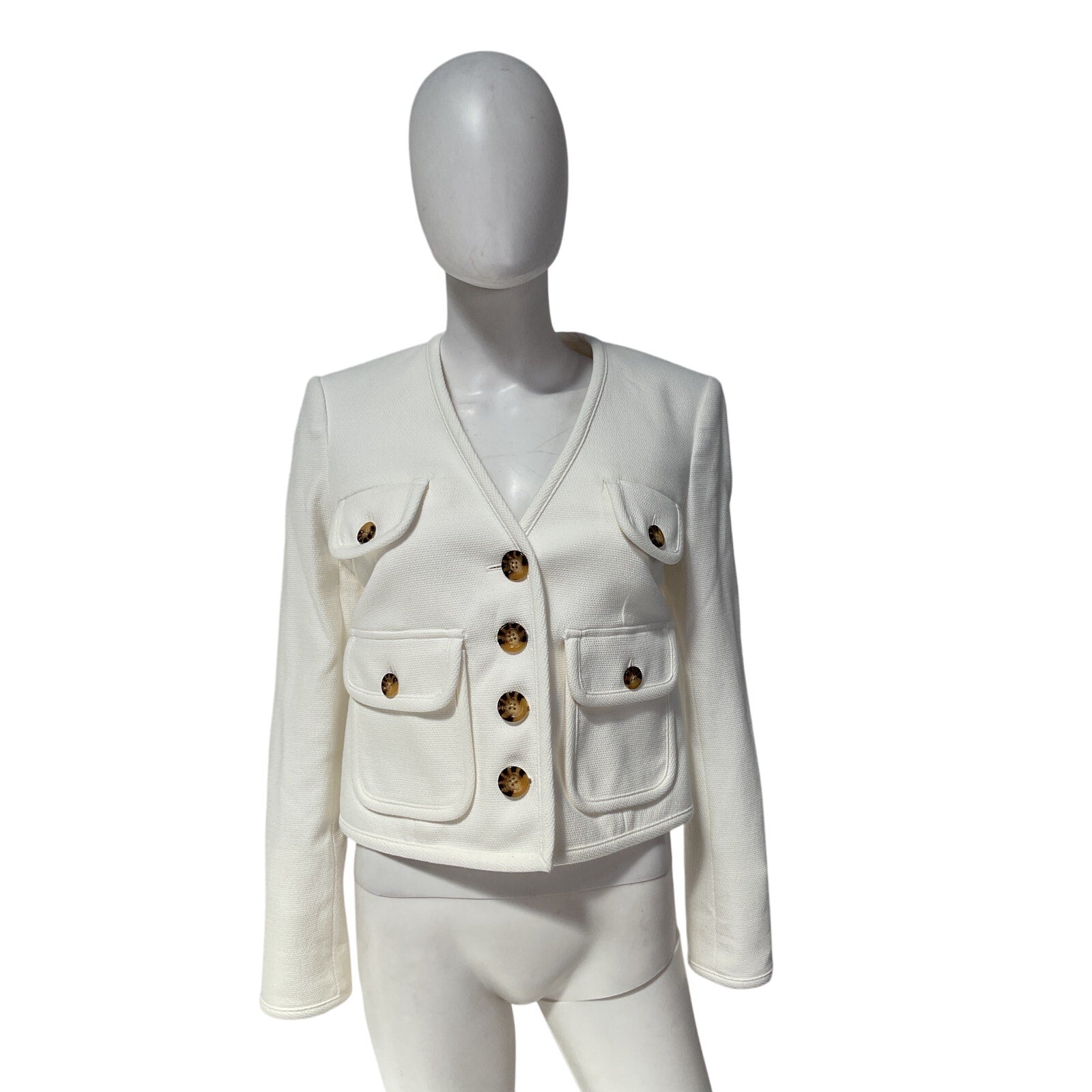 Veronica Beard 'Isola' White Cotton Stretch V-Neck Jacket Size 2 - NWT