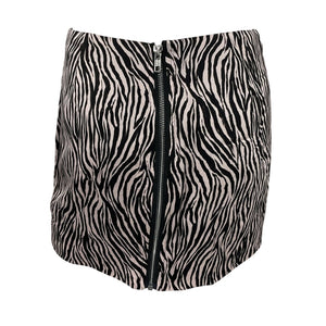 For Love & Lemons Zebra Print Black Aiko Mini Skirt Size S