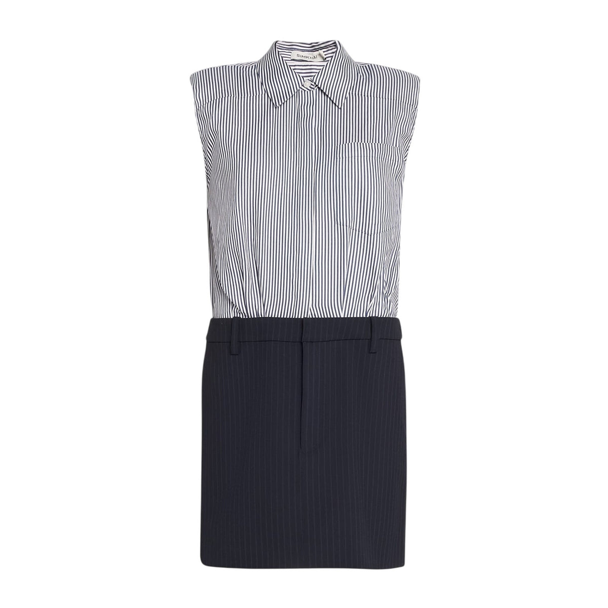 Simkhai Striped Blue Graham Shirting Combo Dress Size 6